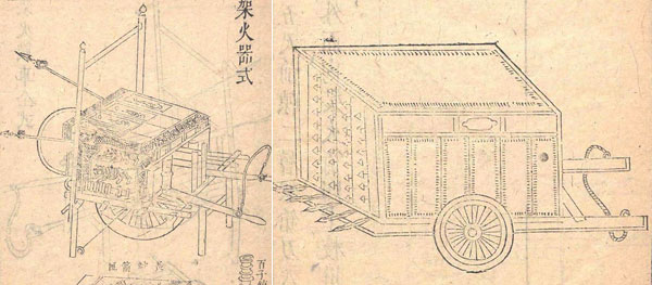(좌)중국 [무비지]의 가화전차 
(우)중국 [무비지]의 화궤공적차