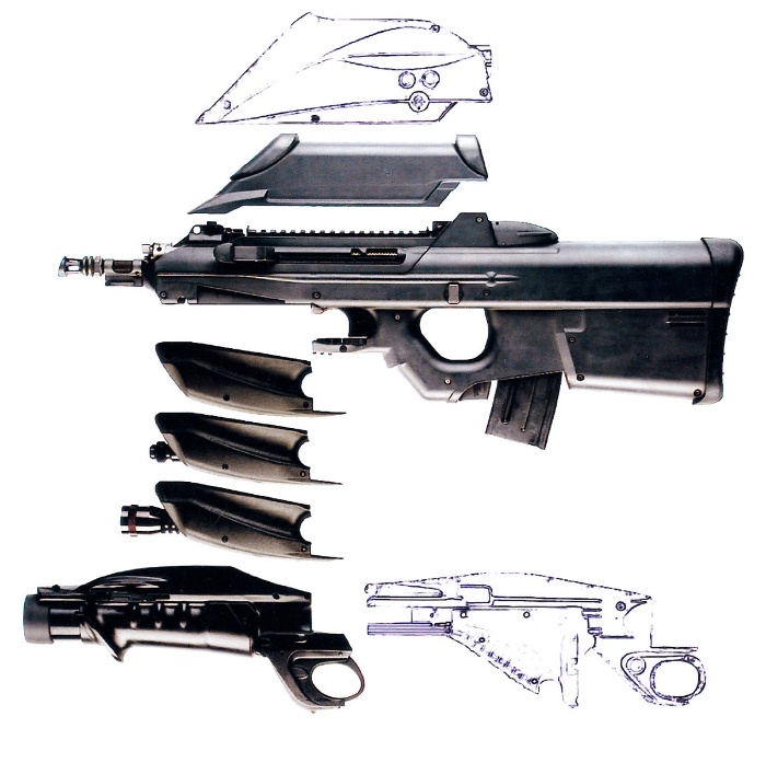 F2000은 다양한 구성품 변경을 통해 여러가지 기능을 구현할 수 있는 모듈형 설계이다. 상부의 조준경도 기본형 외에 다양한 것으로 바꿀 수 있고 유탄발사기용의 FCS(사격통제장치)도 설치할 수 있다. <출처 : FNH>