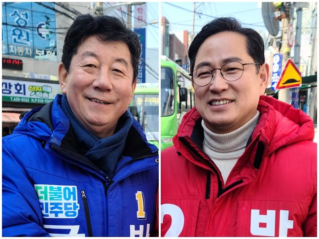 부산 남구 여야 총선 후보들이 29일 중앙선거관리위원회 선거방송토론위원회가 주관하는 첫 총선 후보자 토론회에서 맞대결을 펼쳤다. ⓒ연합뉴스