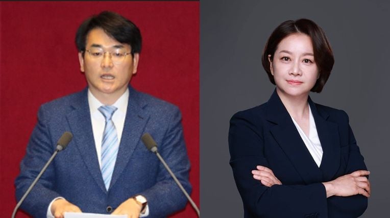 더불어민주당 박용진 의원과 조수진 변호사./ 뉴스1