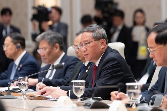 리창 중국 총리가 27일 청와대 영빈관에서 열린 한·중·일 정상회의에서 발언을 하고 있다. (대통령실 제공) 2024.5.27/뉴스1 © News1 송원영 기자