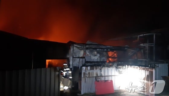 24일 0시4분쯤 경북 영천시 청통면 용천리의 돼지농장에서 전기적 요인으로 추정되는 불이 났다.(경북소방본부 제공)2024.5.24/ 뉴스1