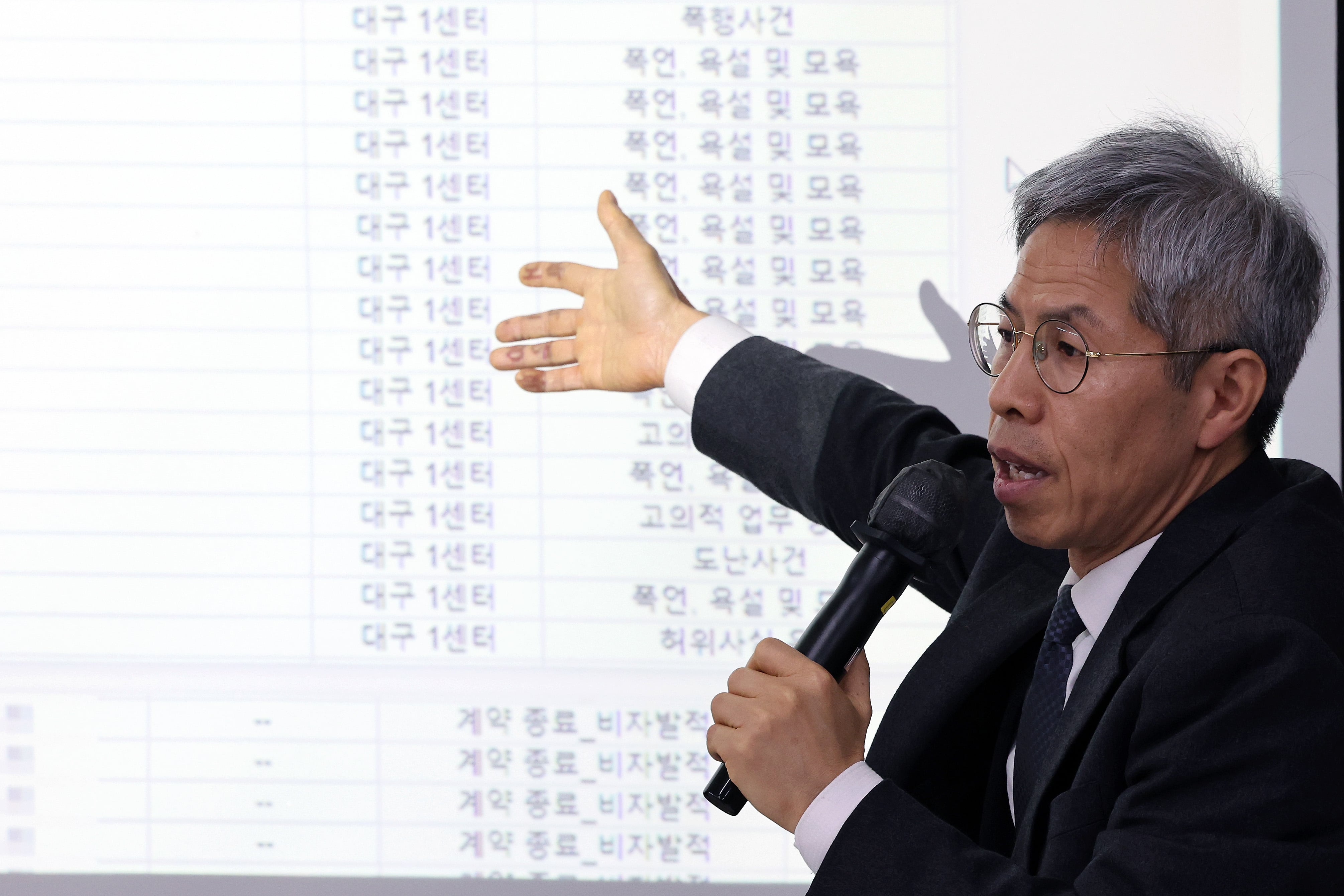 지난 2월 14일 쿠팡대책위 공동위원장인 권영국 변호사가 14일 오전 서울 서초구 민주사회를 위한 변호사모임(민변) 대회의실에서 열린 쿠팡 블랙리스트 의혹 법적 대응 기자회견에서 쿠팡 측에서 취업 배제 등의 목적으로 운영한 것으로 추정되는 명단을 공개하고 있다./뉴스1