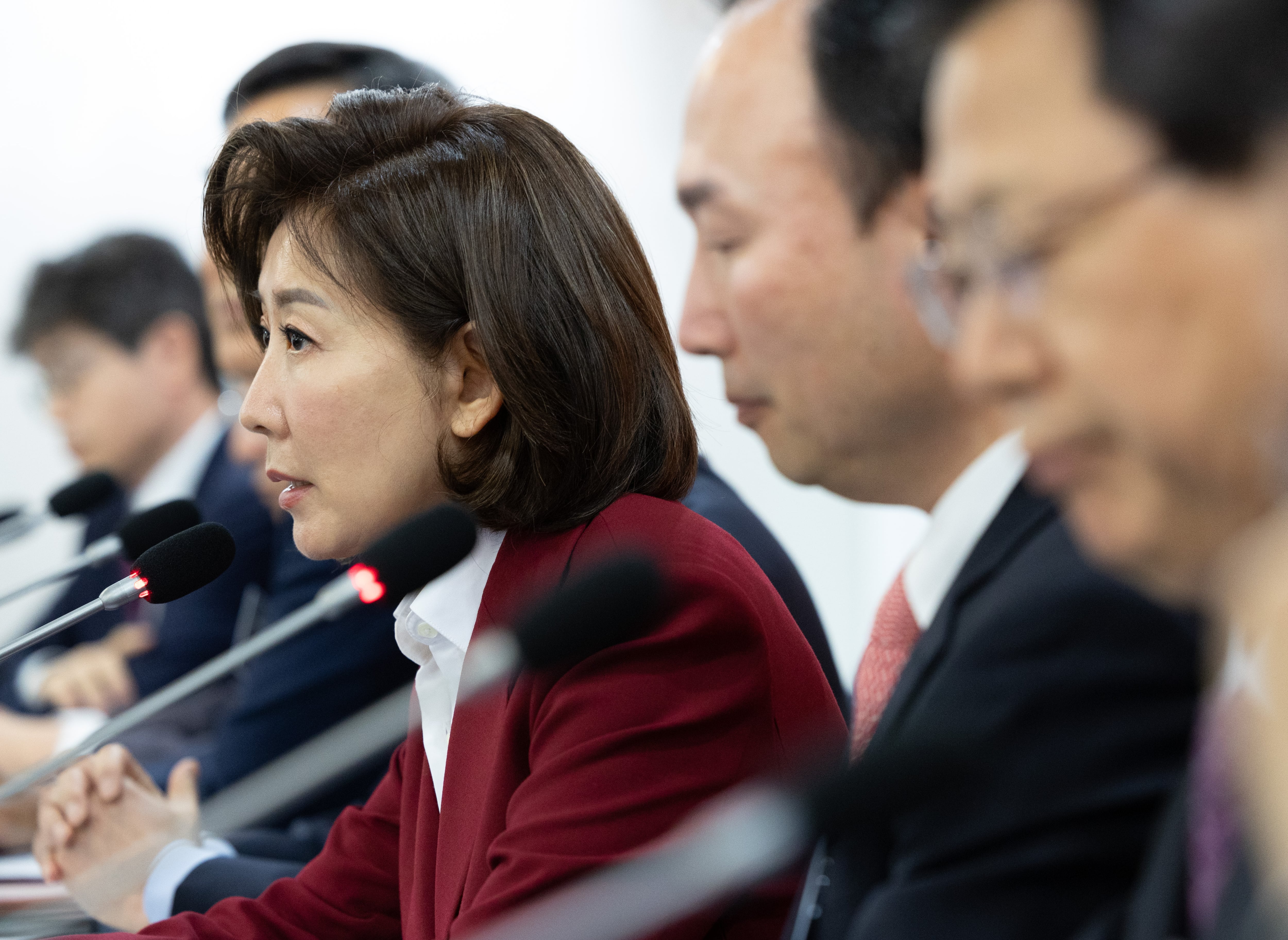 나경원 국민의힘 당선인이 27일 오전 서울 중구 한국프레스센터에서 열린 한국신문방송편집인협회 초청 토론에서 기조발언을 하고 있다. /뉴스1