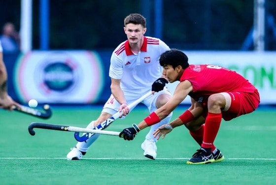  한국과 폴란드의 네이션스컵 1차전 경기 모습. (대한하키협회 제공)
