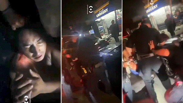 미국 아동 성범죄자 크리스티안 지오반니 잉가-란디가 시민들에게 붙잡혀 경찰에 체포되고 있다. 사진=CBS 핫싯 캡처