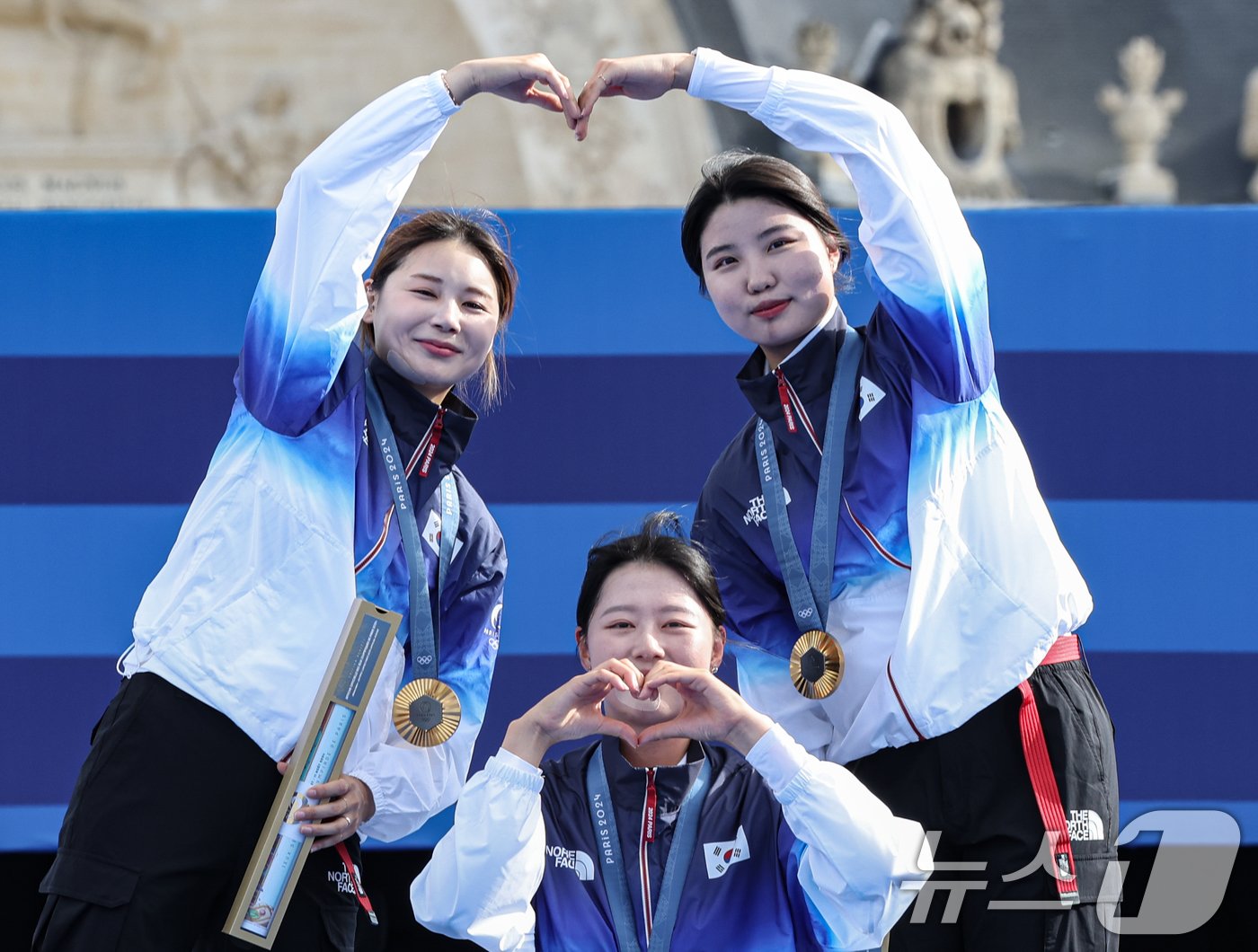 대한민국 양궁대표팀 임시현, 남수현, 전훈영. 2024.7.29/뉴스1 ⓒ News1 이동해 기자