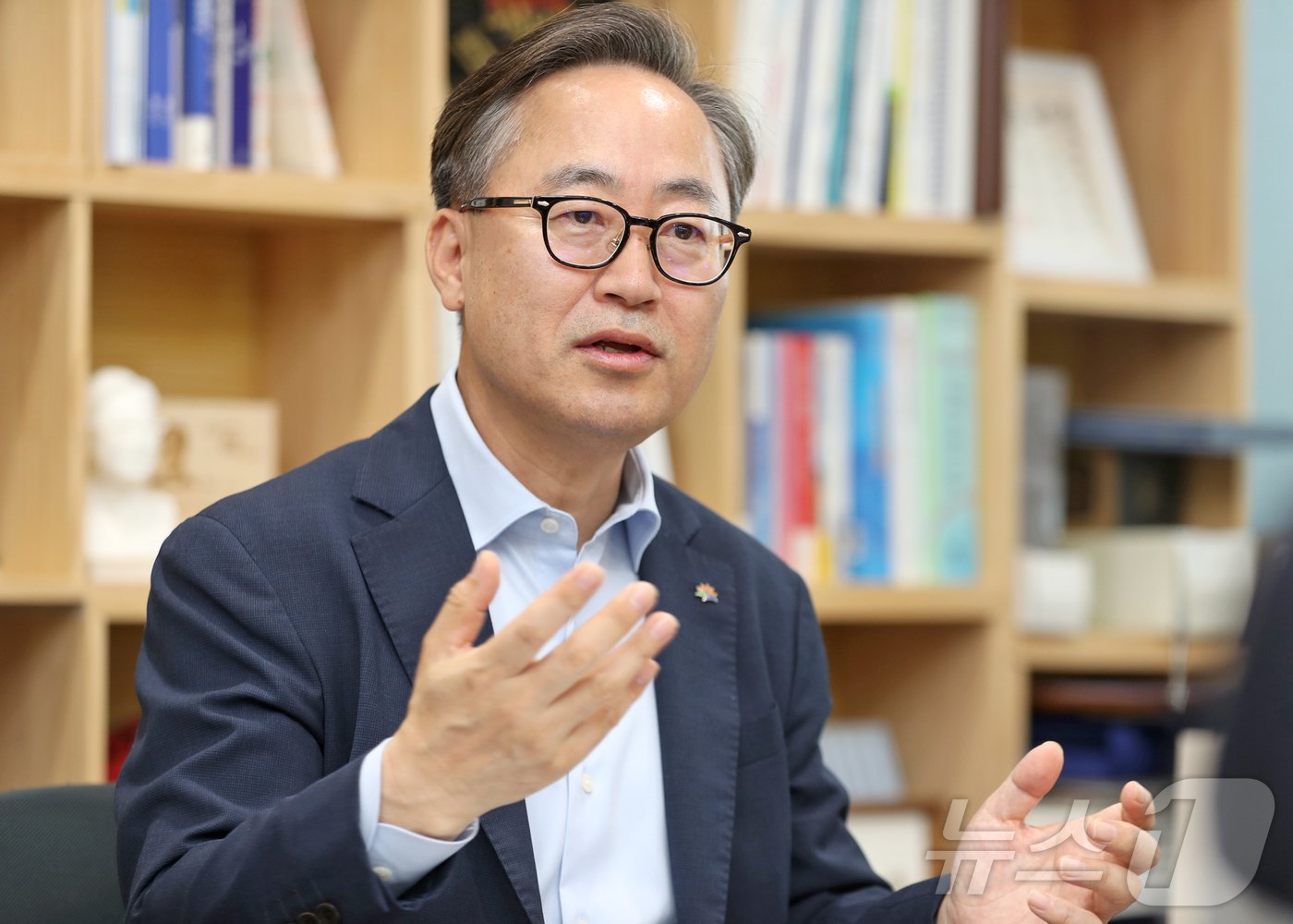 유성훈 서울 금천구청장이 15일 뉴스1과 인터뷰하는 모습. (금천구 제공)