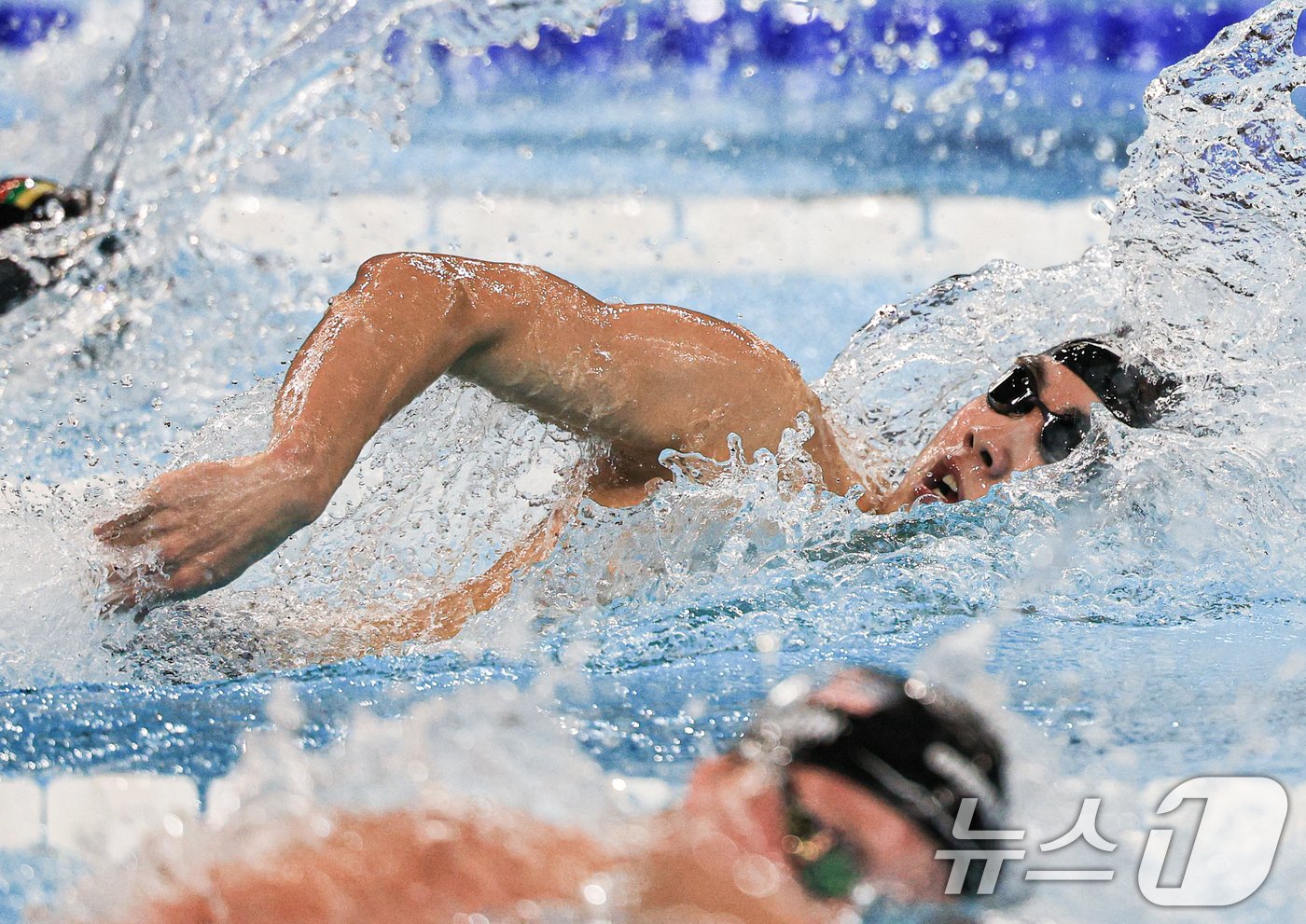 대한민국 경영 대표팀 황선우 선수가 29일(한국시간) 프랑스 파리 라 데팡스 아레나에서 열린 남자 200m 자유형 준결승 경기에서 역영을 펼치고 있다. 2024.7.29/뉴스1 ⓒ News1 박정호 기자