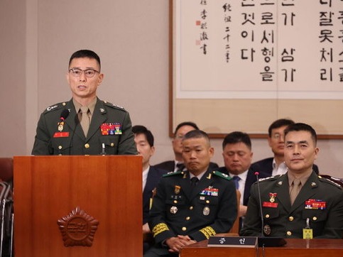 ▲ 임성근 전 해병대 1사단장이 19일 서울 여의도 국회에서 열린 제3차 법제사법위원회 윤석열 대통령 탄핵소추안 즉각 발의 요청에 관한 청원 관련 청문회에서 증인선서 거부 이유를 소명하고 있다. 사진=뉴시스