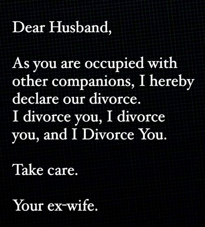 셰이카 마흐라 공주가 남편에게 적은 이혼 통보. ⓒSNS 캡처