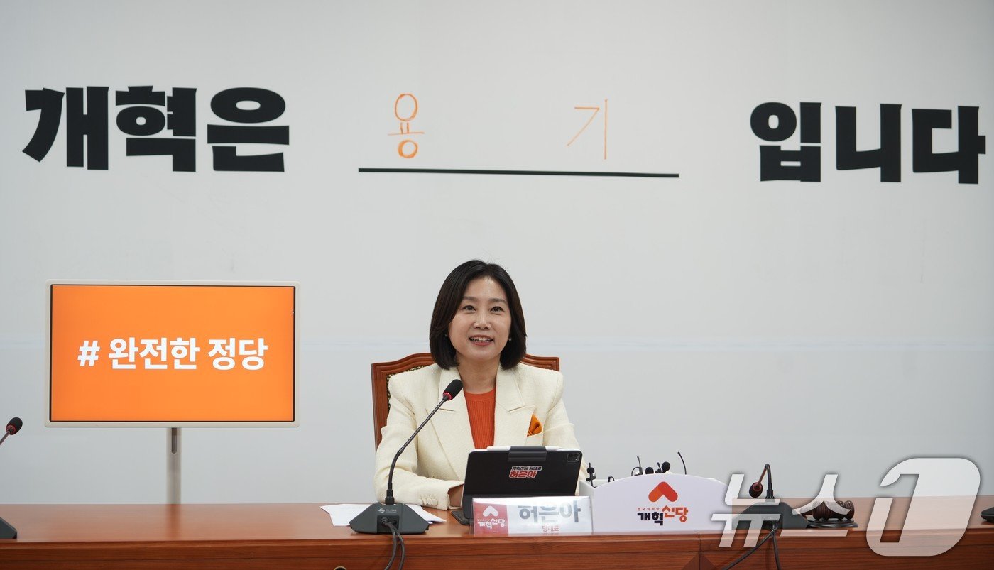 허은아 개혁신당 대표가 26일 서울 여의도 국회에서 개혁신당 2기 지도부 취임 100일 기자회견을 하고 있다. (개혁신당 제공) 2024.8.26/뉴스1