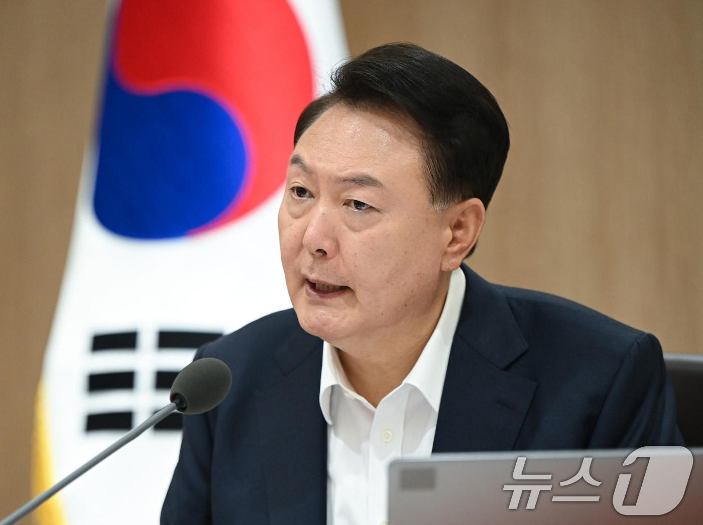 윤석열 대통령이 2일 서울 용산 대통령실 청사에서 열린 국무회의에서 발언하고 있다. (대통령실 제공) 2024.7.2/뉴스1 ⓒ News1 송원영 기자