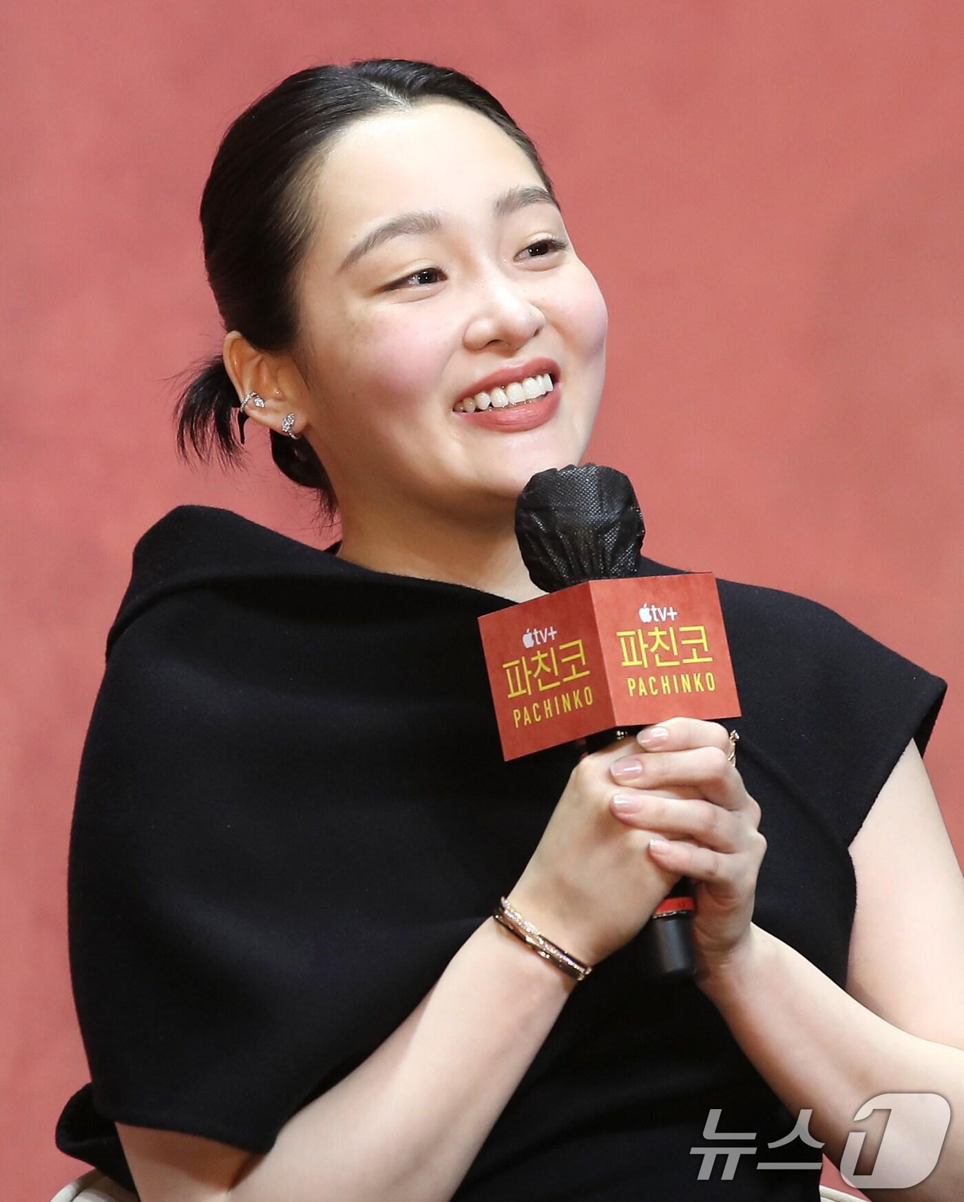 배우 김민하가 23일 서울 강남구 그랜드 인터컨티넨탈 서울 파르나스에서 열린 Apple TV+ '파친코' 시즌 2 프레스 컨퍼런스에서 인사말을 하고 있다. ‘파친코’는 금지된 사랑에서 시작되는 이야기로 한국과 일본, 미국을 오가며 전쟁과 평화, 사랑과 이별, 승리와 심판에 대한 잊을 수 없는 연대기를 그리는 작품이다. 2024.8.23/뉴스1 ⓒ News1 권현진 기자
