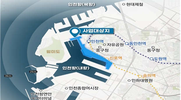 인천항 내항 1·8부두 재개발사업 위치도 ⓒ iH 제공