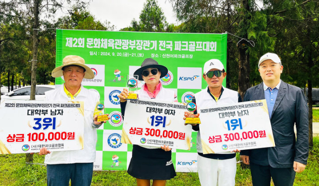 영진전문대 백승기·이진희 선수, 문체부장관기 파크골프대회서 대학부 남녀 부문 우승