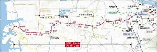 경인전철 지하화 사업 노선도 ⓒ인천시 제공