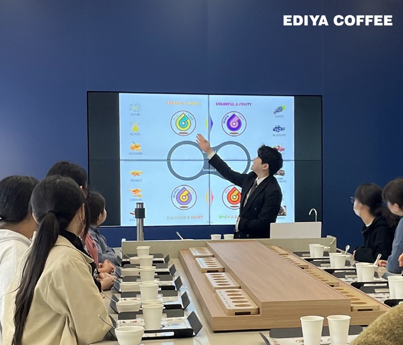 지난 22일 경기도 평택에 위치한 이디야 드림팩토리에서 김승원 이디야커피 가맹사업본부 아카데미팀장이 학생들을 대상으로 강의하고 있다. / 이디야커피 