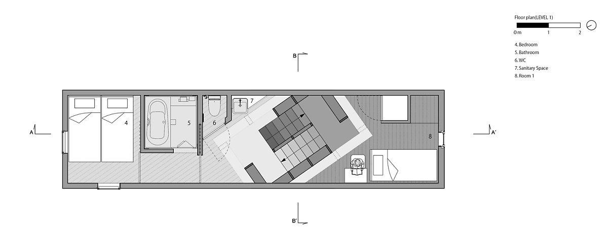 2층 평면도 ©Fujiwaramuro Architects