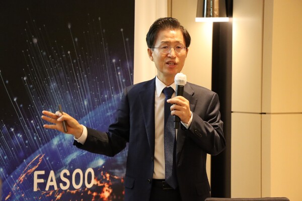 조규곤 파수 대표가 27일 오전 여의도 페어몬트 앰배서더 서울에서 'FDI 서밋 2024'에서 말하고 있다. / 파수