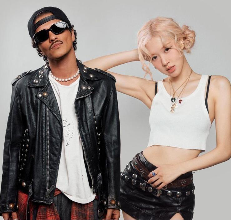 American pop star Bruno Mars and BLACKPINK's Rose / Courtesy of The Black Label