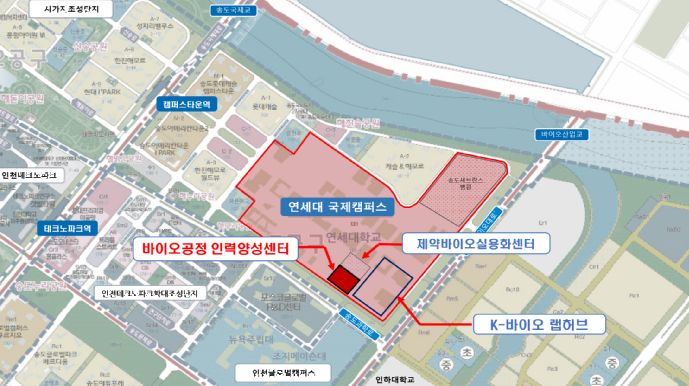 ▲ 바이오 공정 인력양성센터 위치도. /자료=인천경제자유구역청