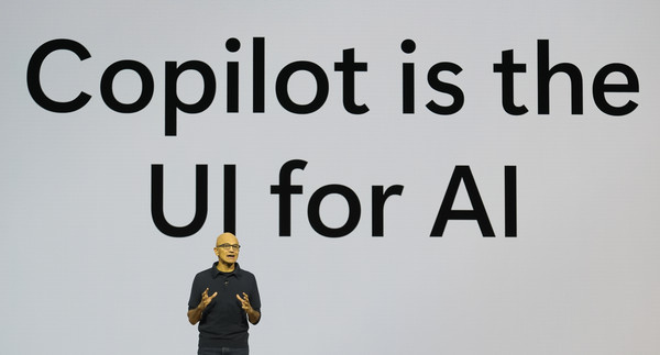 마이크로소프트 사티아 나델라 CEO 기조 연설. /사진=시카고 AP 연합뉴스