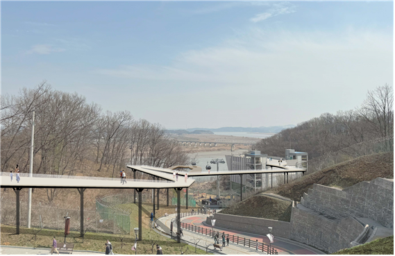 임진각 평화곤돌라와 캠프그리브스를 연결하는 보행로 상부에 길이 268m, 폭 3m 규모로 설치될 곤돌라 스카이워크 설치 예정(자료=파주시청)