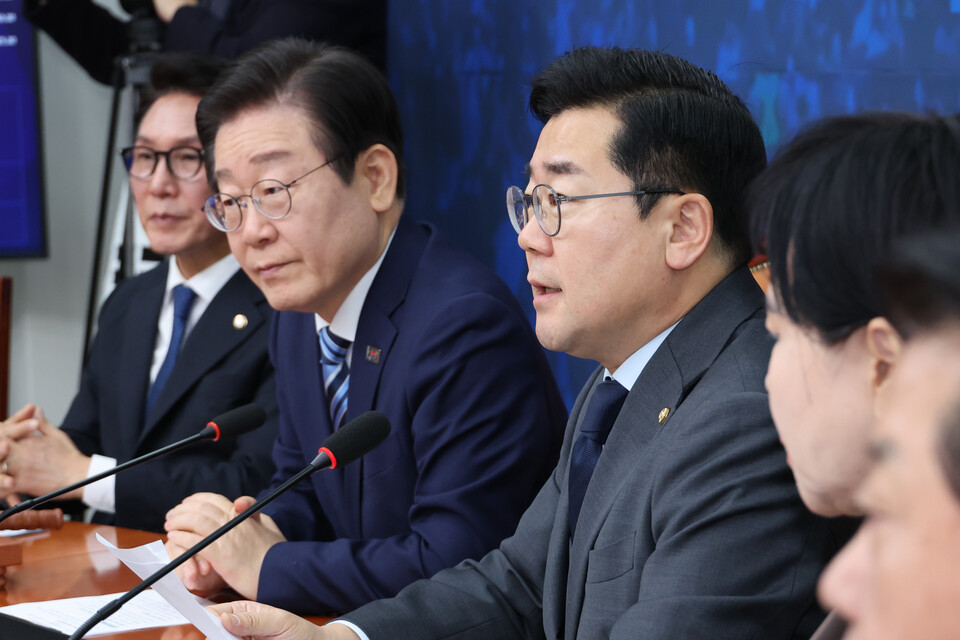 박찬대 더불어민주당 원내대표가 29일 오전 서울 여의도 국회에서 열린 최고위원회의에서 발언하고 있다. (사진=연합뉴스)