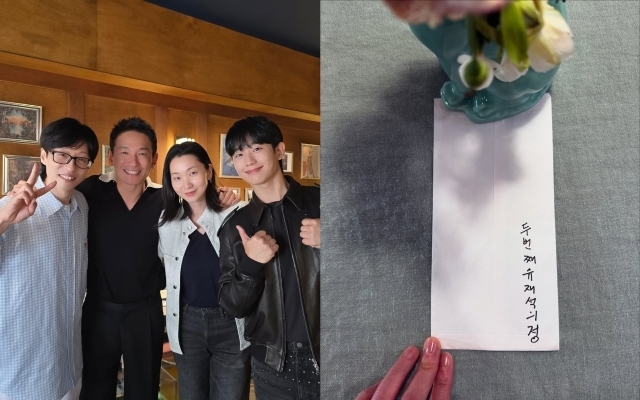 영화 '베테랑' 출연진과 방송인 유재석 / 장윤주 인스타그램