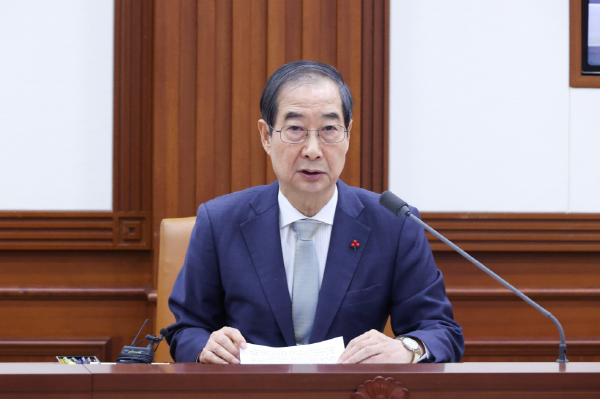 ▲ 한덕수 대통령 권한대행 국무총리가 19일 세종대로 정부서울청사에서 열린 국정현안관계장관회의를 주재, 모두발언을 하고 있다. ⓒ국무총리실