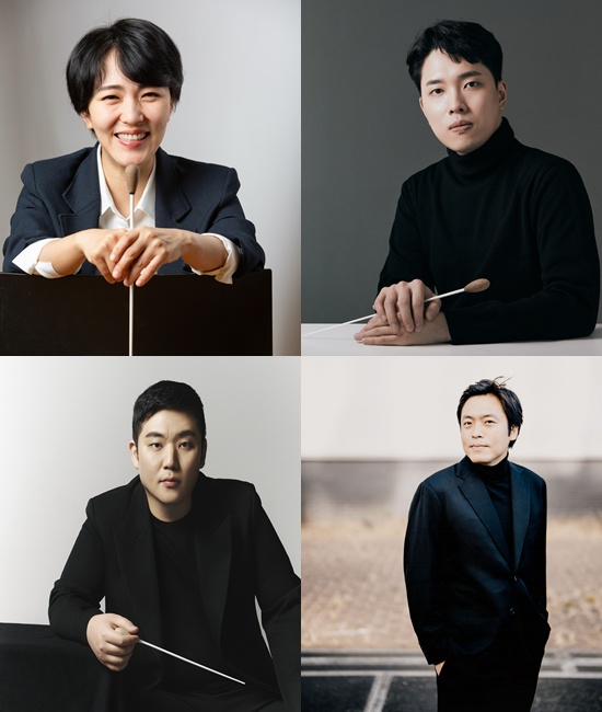 지휘자 데이비드 이, 여자경, 김선욱, 윤한결(왼쪽 위부터 시계방향)