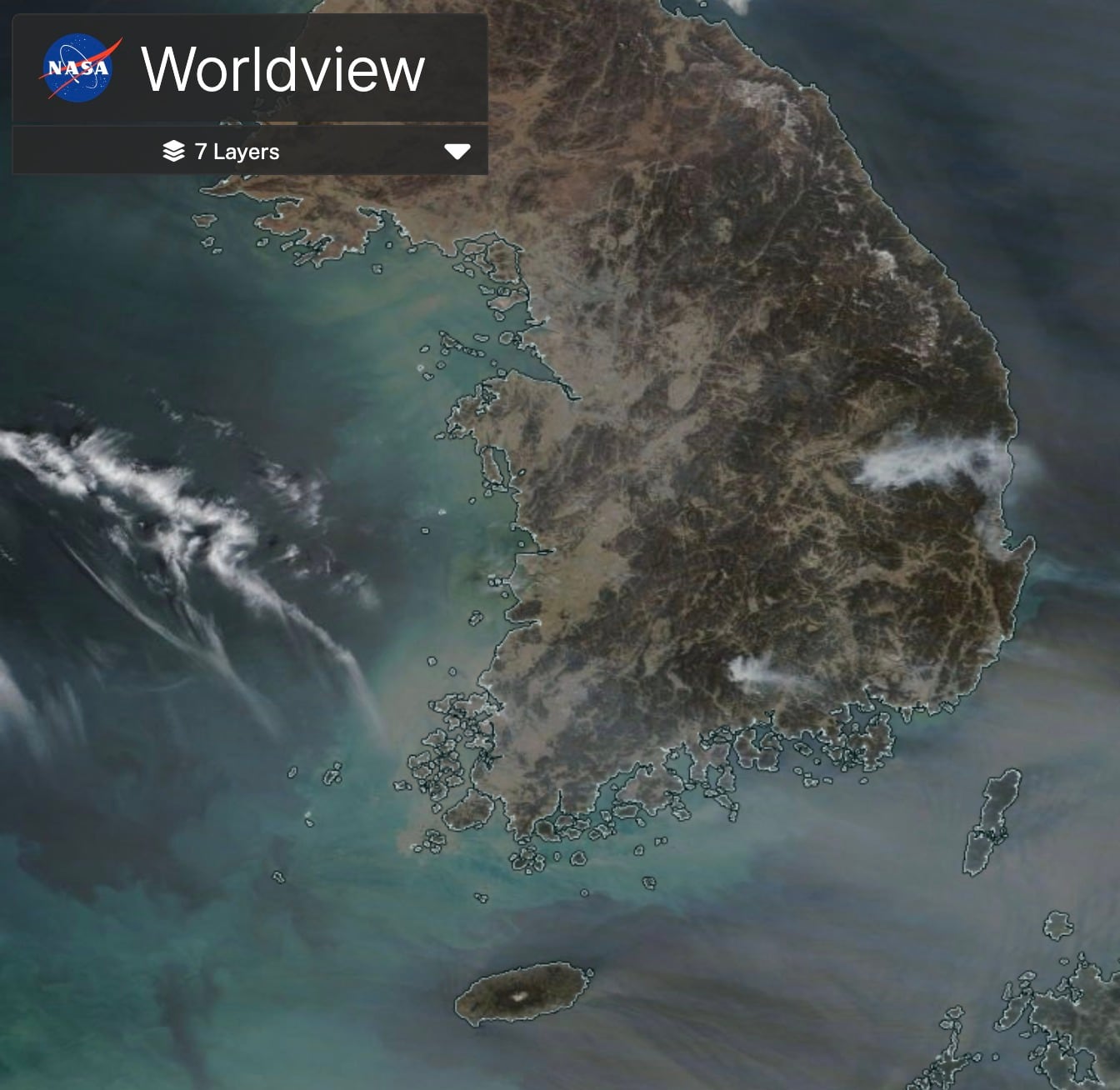 미국항공우주국(NASA) 지구과학 데이터 시스템(ESDIS)에 표출된 22일 전후 영남권 산불 모습. /뉴스1