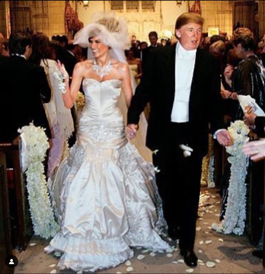Photo from Donald Trump and Melania Trump’s January 22, 2005, wedding. / Screenshot from Instagram