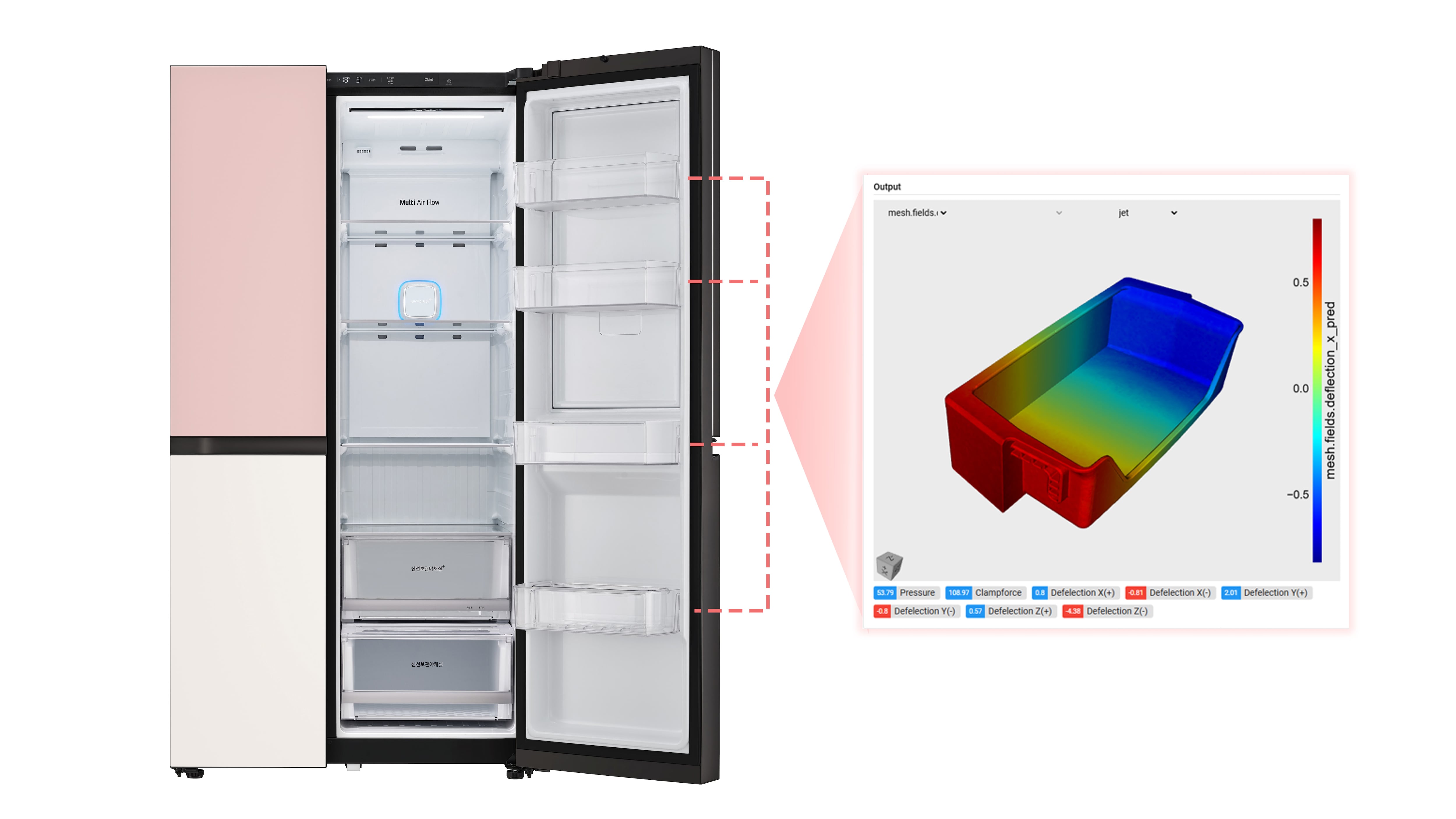 웹 기반 서비스 플랫폼인 'Eng.AI'를 활용해 냉장고용 부품 품질을 예측하는 모습. /LG전자 제공