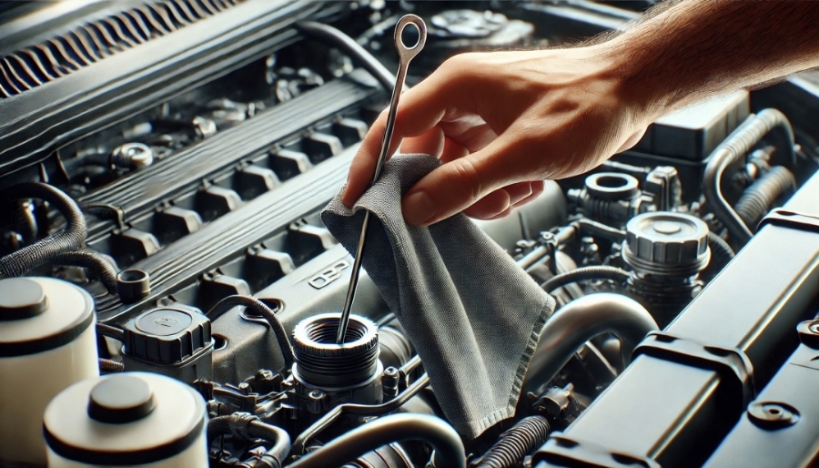 この記事には明示的な出典情報が含まれていないため、推論に基づく判断を行います。内容は自動車のエンジンオイルの点検に関するものであり、車両整備の専門に関連した情報が中心です。画像は一般的に自動車関連の資料や整備に関する資料から引用されることが多いため、最も適切な推論として以下のように考えられます。専門的な資料に基づく画像としての取り扱いになるため、最終的な出典は以下のように推論します：自動車整備資料, 自動車関連のオンラインコミュニティ