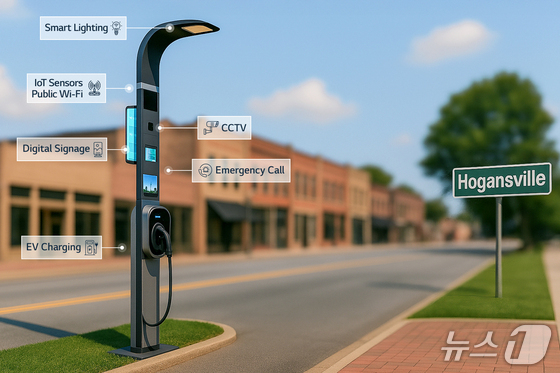 A virtual rendering of the smart pole that LG CNS will install in Hogansville, USA, created using generative AI / Provided by LG CNS