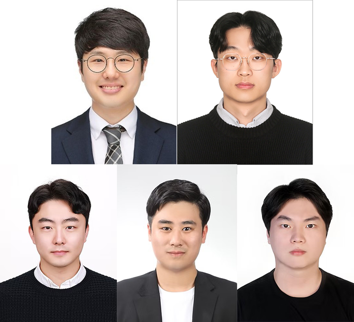 왼쪽위부터 시계방향으로 박정환 교수, 김찬혁, 최세진, 김정현 학생, 이한얼 교수