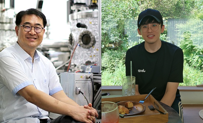 (왼쪽부터) 유천열 DGIST 화학물리학과 교수와 DGIST 기초과학연구소 박권진 박사. 이들은 순수 바나듐 산화물에서 강자성 발현 실험에 성공했다.