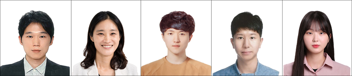 왼쪽부터 조준 GIST 의생명공학과 교수, 이미혜 순천향대학교 순천향의생명연구원 교수, 윤대화 GIST 학생, 김보선 순천향대학교 학생, 정다희 GIST 학생.