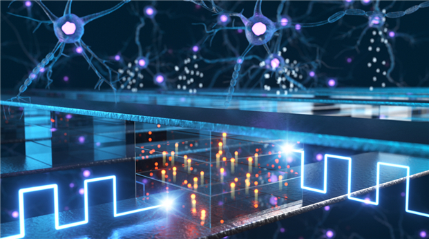 뇌의 시냅스를 모방한 ECRAM을 바둑판처럼 배열해 인-메모리 컴퓨팅을 구현한 모습