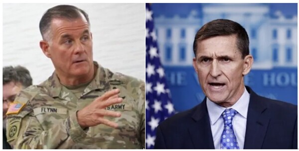 ▲ 찰스 플린(Charles A. Flynn) 미육군 예비역 대장(사진 왼쪽)과 그의 형인 마이클 플린(Michael T. Flynn) 미국 전 국가 안보보좌관. /연합