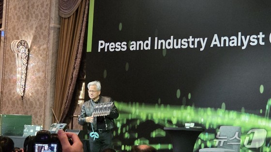 Nvidia CEO Jensen Huang speaks during the Nvidia Media Q&A event at the Mandarin Oriental B2 in Taipei, Taiwan, held on Wednesday. 2025.5.21 / News1