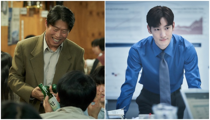 유해진은 회사를 지키려는 종록을, 이제훈은 그 회사를 삼키려는 인범을 연기했다. 사진제공=쇼박스