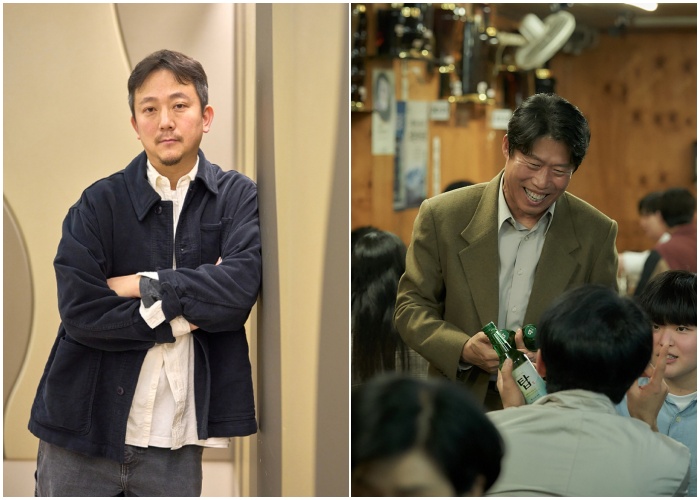 영화 '소주전쟁'에 카메오 출연한 장재현 감독(왼쪽)과 유해진. 사진제공=쇼박스
