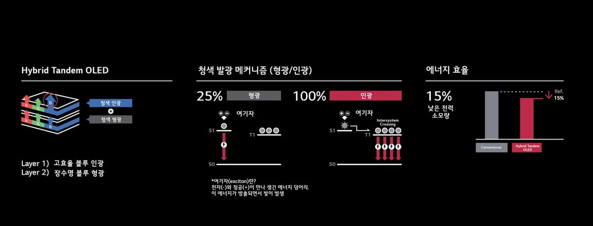형광과 인광의 발광 메커니즘 구조도./LG디스플레이 제공