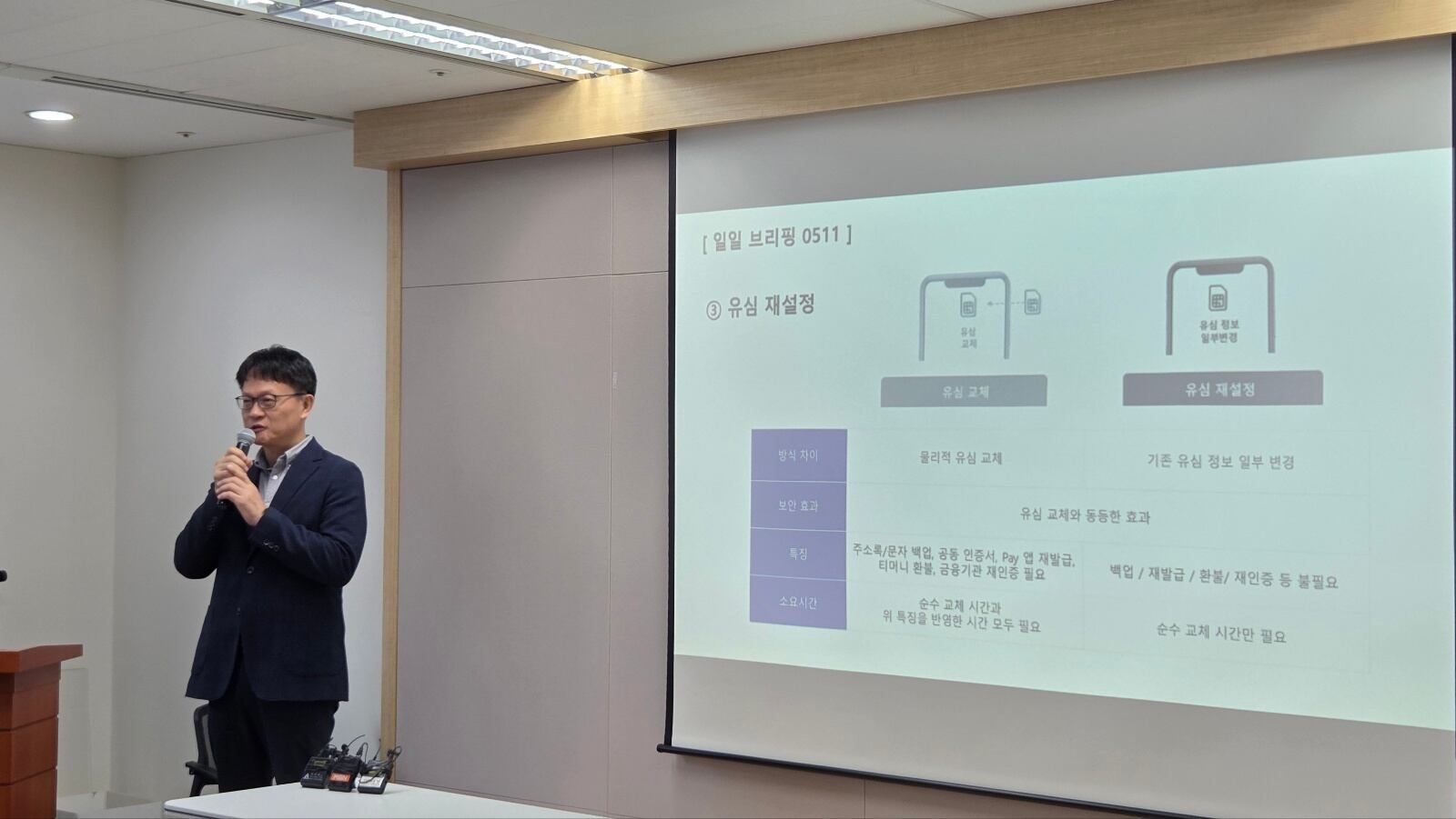 류정환 SK텔레콤 네트워크 인프라센터장이 서울시 중구 T타워에서 침해 사고 관련 일일 브리핑을 진행하고 있다. /뉴스1