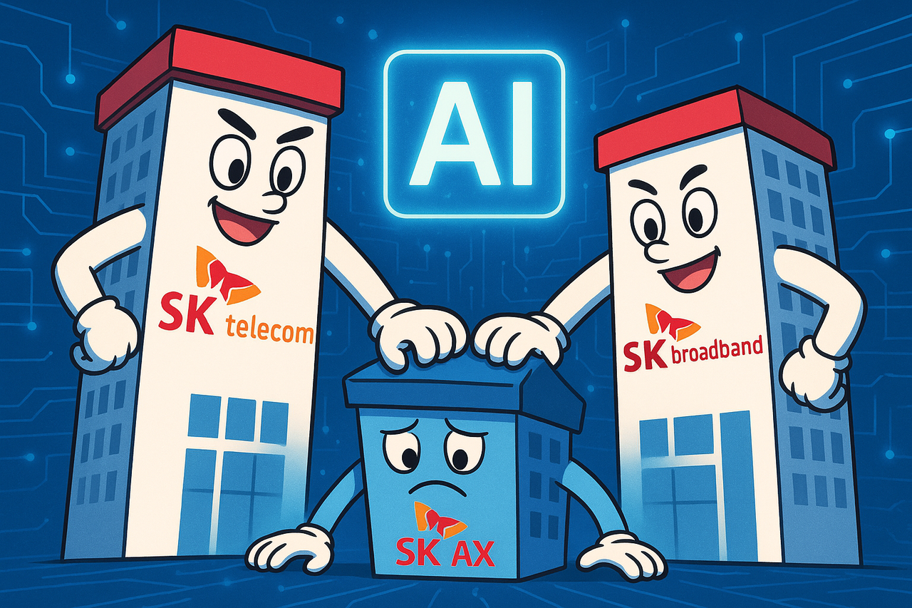SK그룹 AI 사업은 SK텔레콤과 SK브로드밴드가 주도하기 때문에 사실상 SK AX의 존재감은 미미하다는 지적이 나온다. / 챗GPT