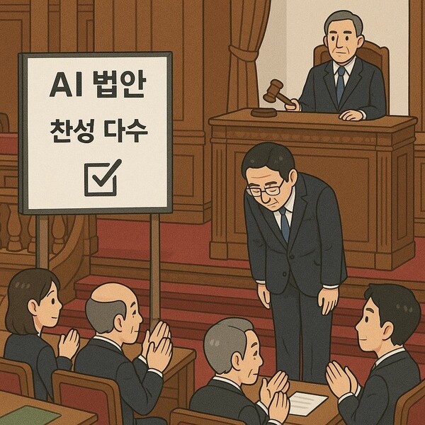 인공지능(AI) 법안이 국회에서 통과되는 이미지. / 챗GPT