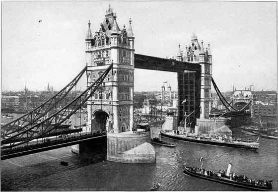 Tower Bridge / Messrs. Valentine & Sons, Ltd., 1894, Public domain, via Wikimedia Commons